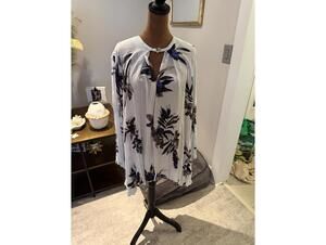 NWOT Free People Lightweight Floral Wild Orchid Print Tunic Blouse Size Large